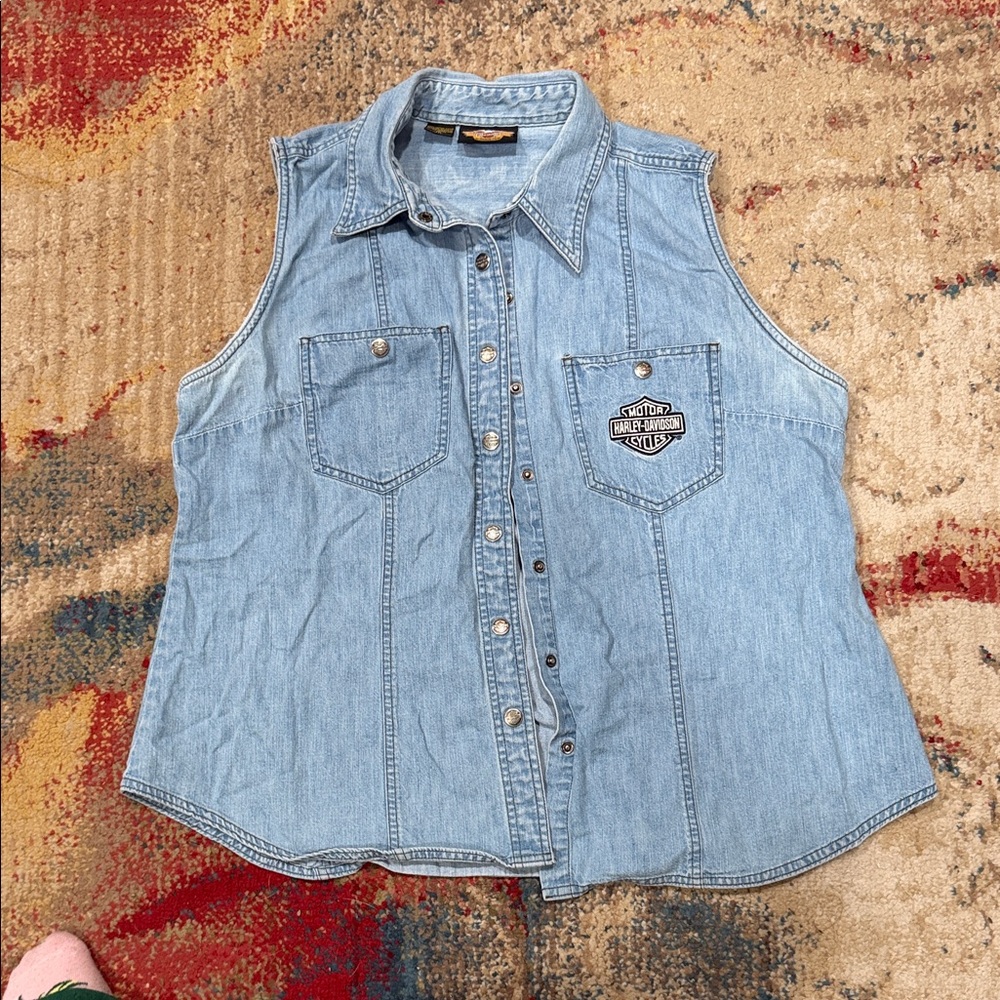 Harley-Davidson Light Blue Denim Vest